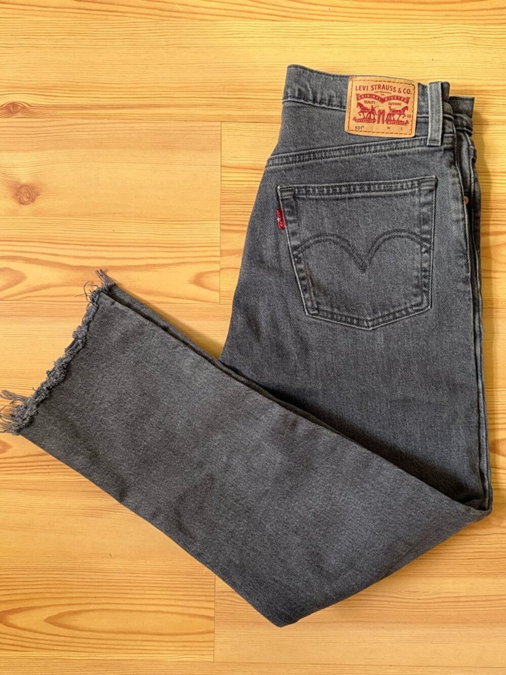 99% Cotton Straight Leg Cut-Off Hem Black Jeans W28 L26 Womens